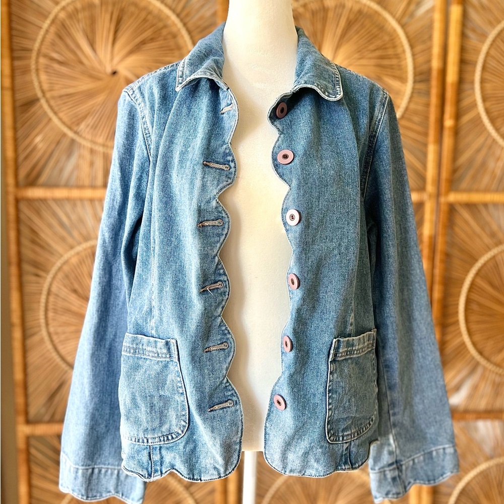 Denim Jacket with Scalloped Edges
